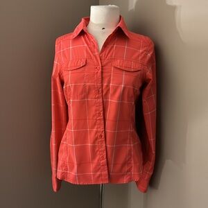 Columbia Long Sleeve Button Up Orange Top Size Small